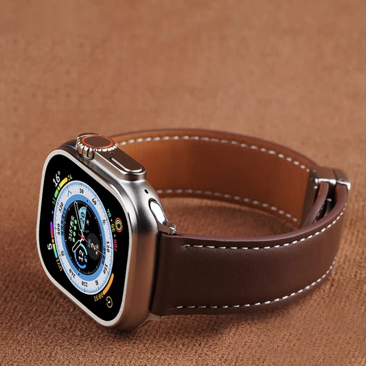 Luxury Leather Magnetic Foldover Buckle Band For Apple Watch