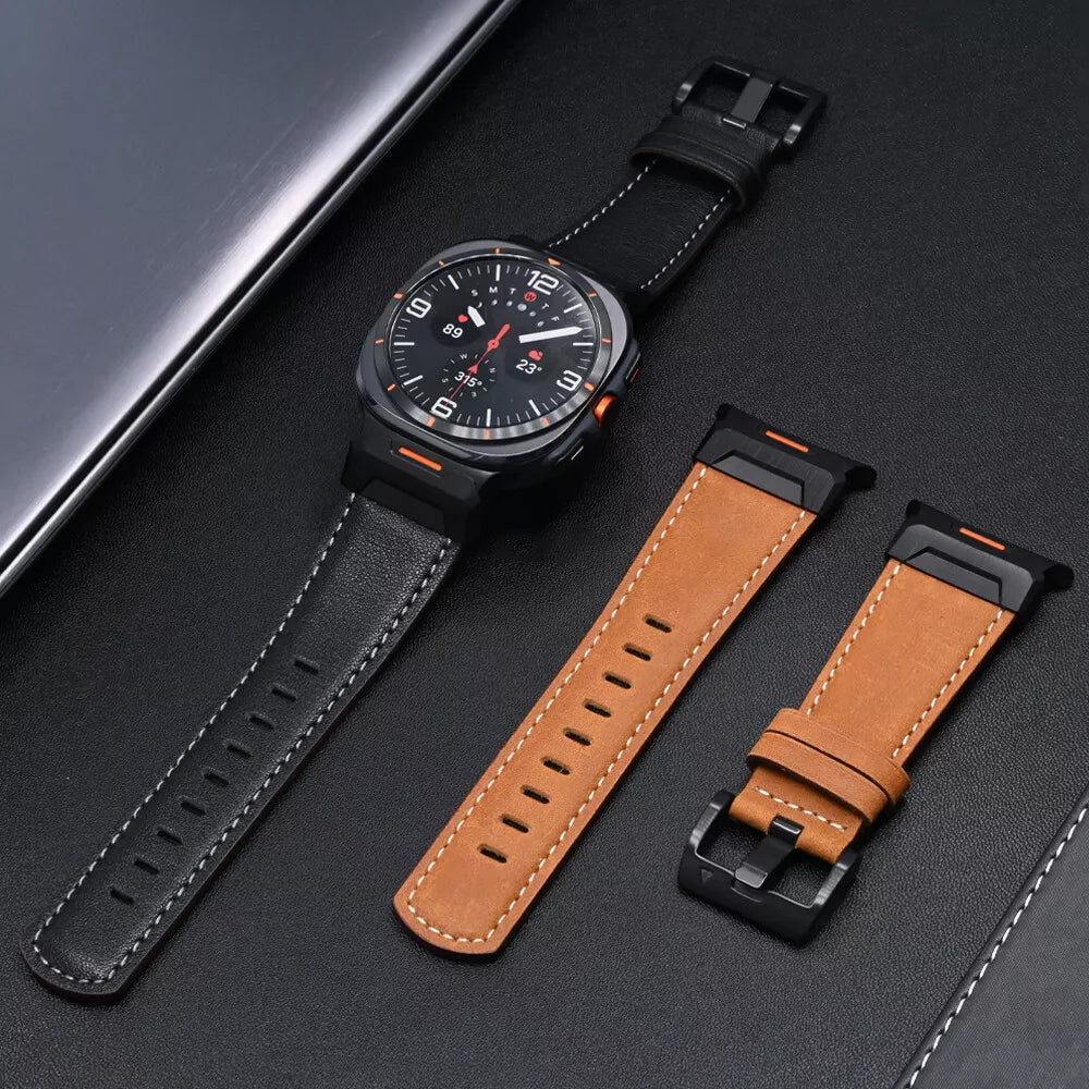 Tactical Leather Band For Samsung Watch 7 Ultra