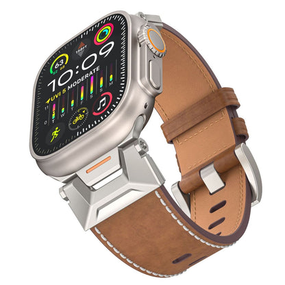 New Mecha Style Fluororubber&Leather Band For Apple Watch