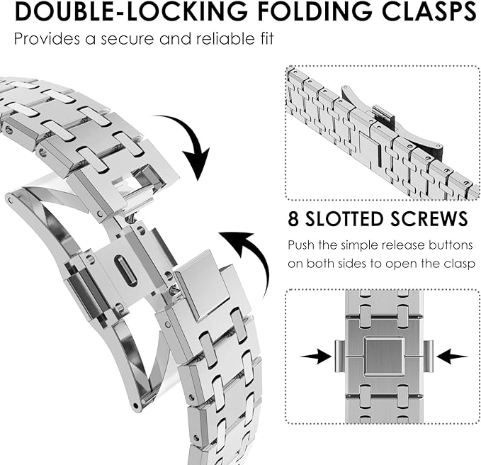 NEW AP Stainless Steel Double Chain Refit Band For Apple Watch