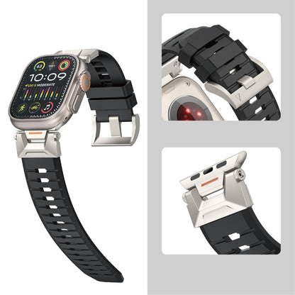 New Mecha Style Fluororubber&Leather Band For Apple Watch