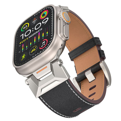 New Mecha Style Fluororubber&Leather Band For Apple Watch