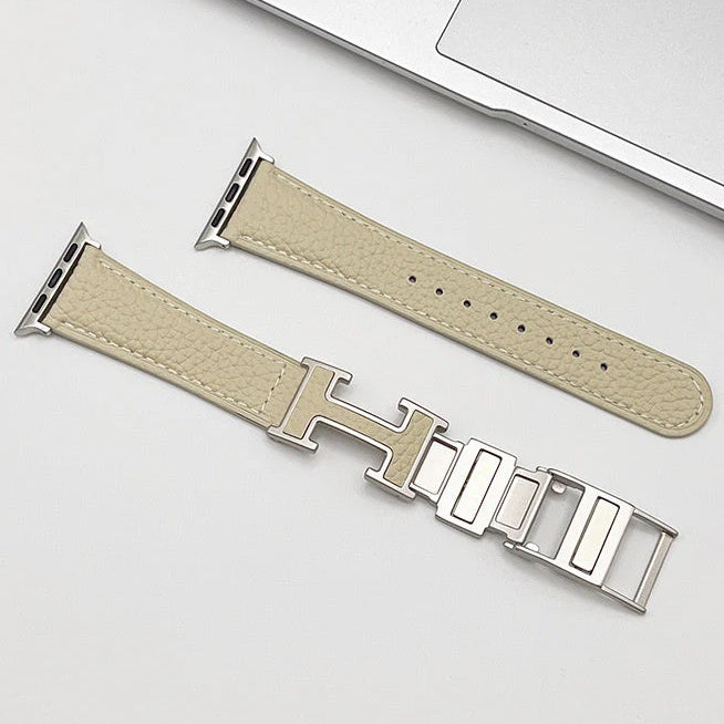 Leather Magnetic Lychee Pattern Band for Apple Watch